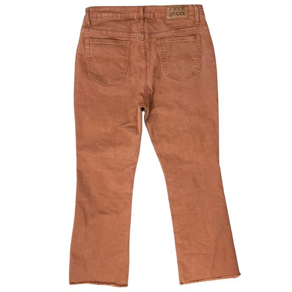 Frye and Co Harper Mid Rise Crop Flare Burnt Orange Button Fly Jeans size 10 - Picture 8 of 11